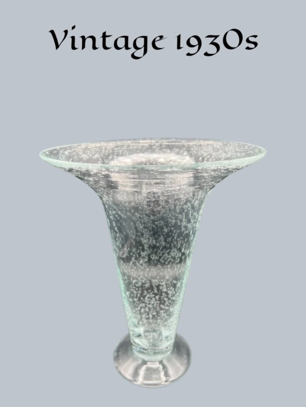 Vintage 1930s Pompeian Style Controlled Bubbles Trumpet Vase